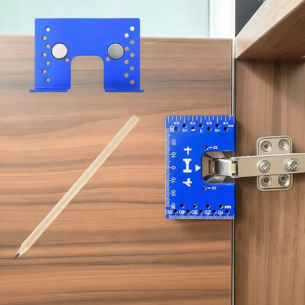 Aluminum Alloy Hinge Installation Locator Cabinet Door Hardware Mounting Tool Magnetic Fixing Jig Precise Positioning Gadget