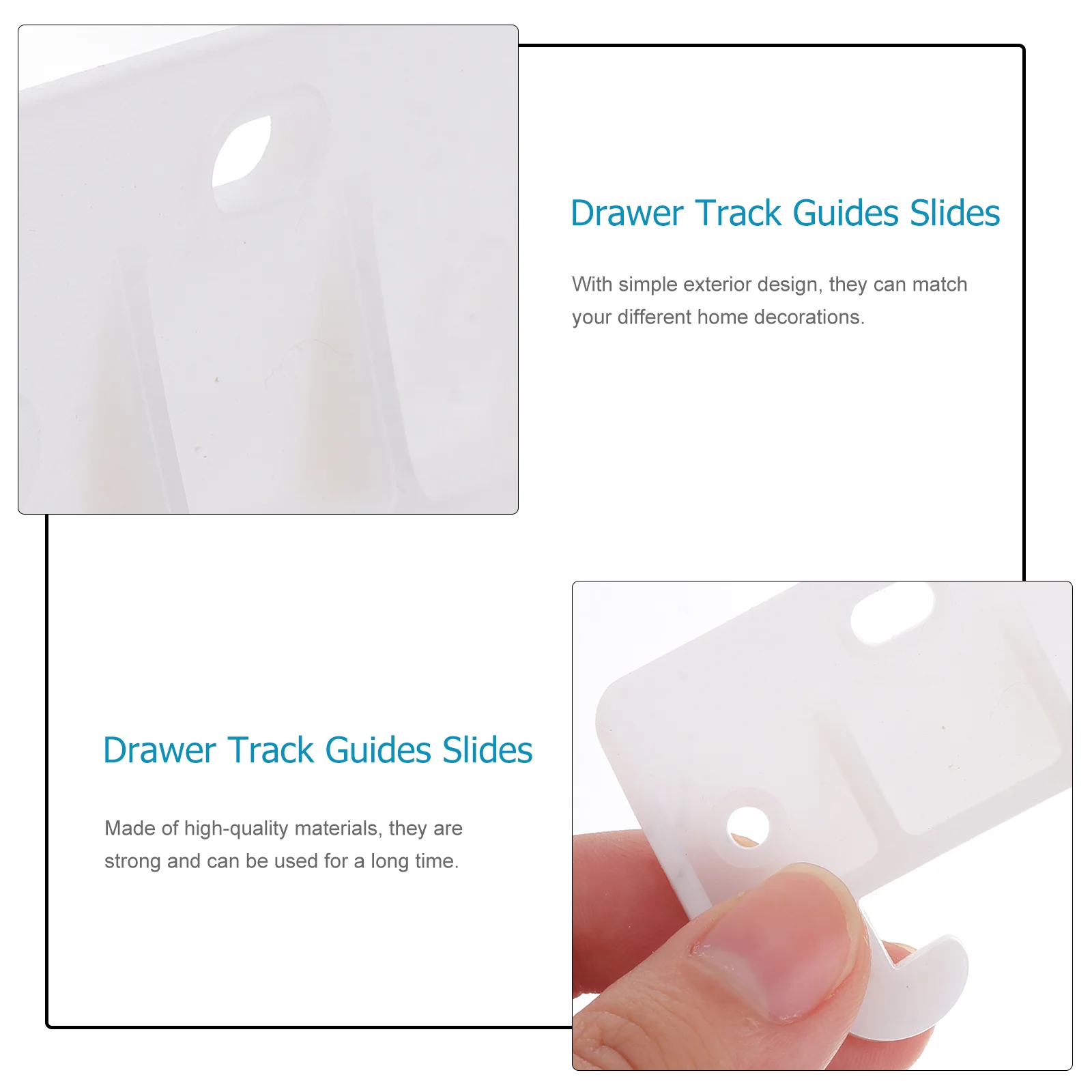 10 Pcs Drawer Rail Parts Plastic Track Slides Latches for Cabinets Bedside Table White Sponge Guides Vanity