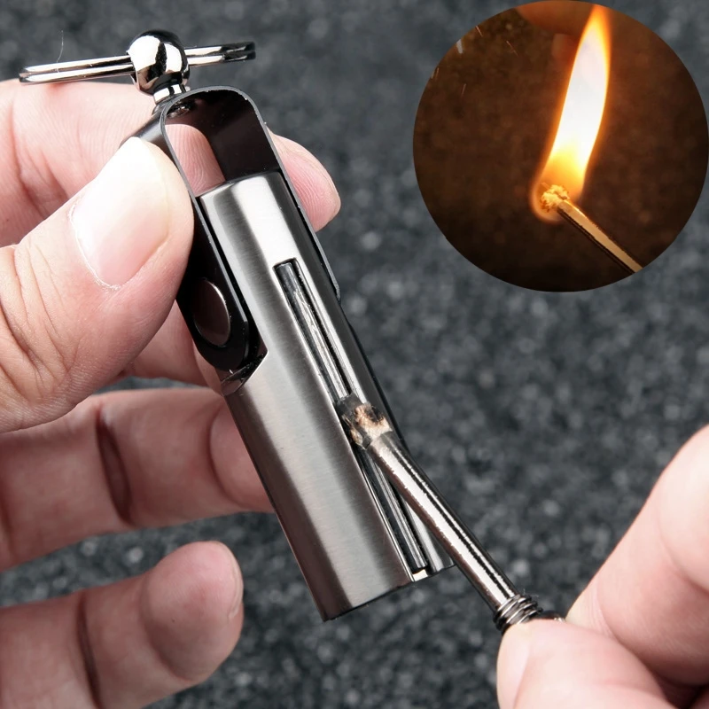 

New Ten Thousand Match Keychain Lighter Outdoor Waterproof Lighter Portable Creative Smoking Accessories Men's Cool Gift