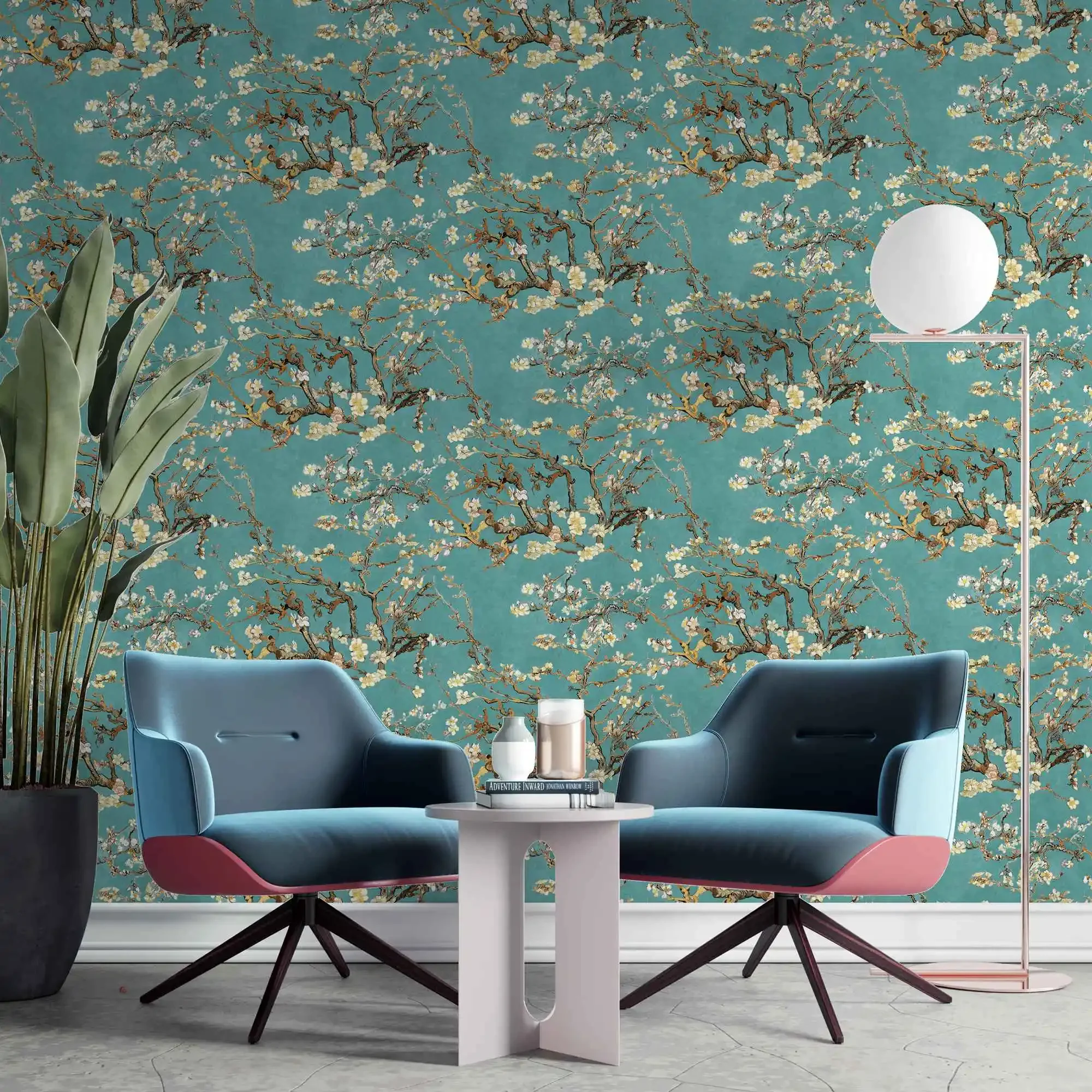 Oil Paint Almond Branches by Van Gogh Roll Wallpape for Living Room Bedroom