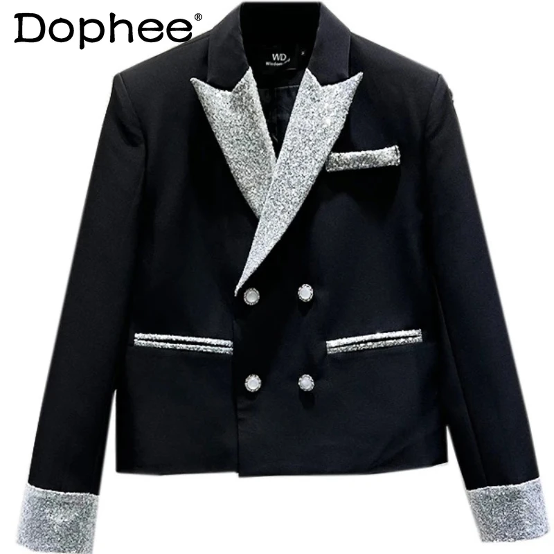 

Men's 2025 Autumn New Trendy Tailored Coats Male Fashion Personality Sequin Double-Breasted Suit Jackets High-End Men's Blazers
