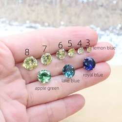 Apple Green Lemon Yellow Royal Blue Stainless Steel Stud Earrings With AAA Zircons Glass Classical Style No Fade Allergy Free