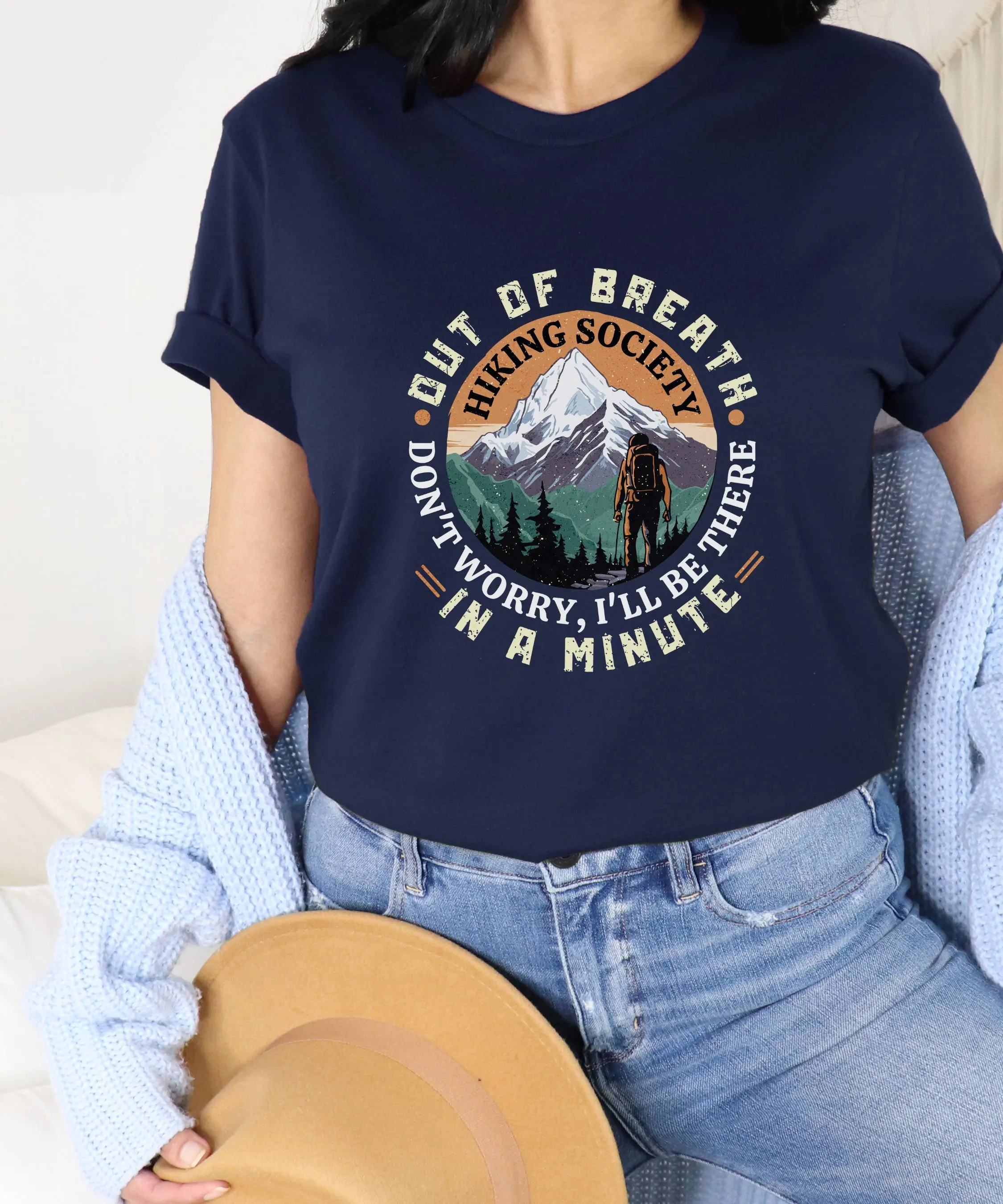 Outdoor Sports, Casual Fashionable Funny Hiking Association T-shirt, Fun Exploration, Suitable for Both Men and Women