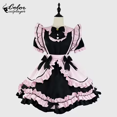 Color Cosplayer Bow Maid Dress Anime Lolita Dress Up Halloween Cosplay Costume Adult Party Clothing Fancy Women Carnival Uniform