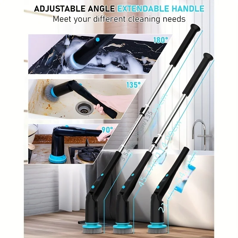 Powerful Electric Spin Scrubber with 7 Brush Heads for Bathroom, Tub, Tile, Floor, Car - Cordless Cleaning Brush