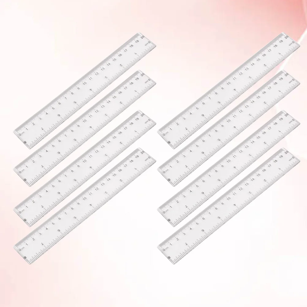 16 قطعة مسطرة مستقيمة 20 سنتيمتر أداة قياس دقيقة من البلاستيك الشفاف للطلاب مدرسة مكتب المنزل استخدام واضح دقيق #3