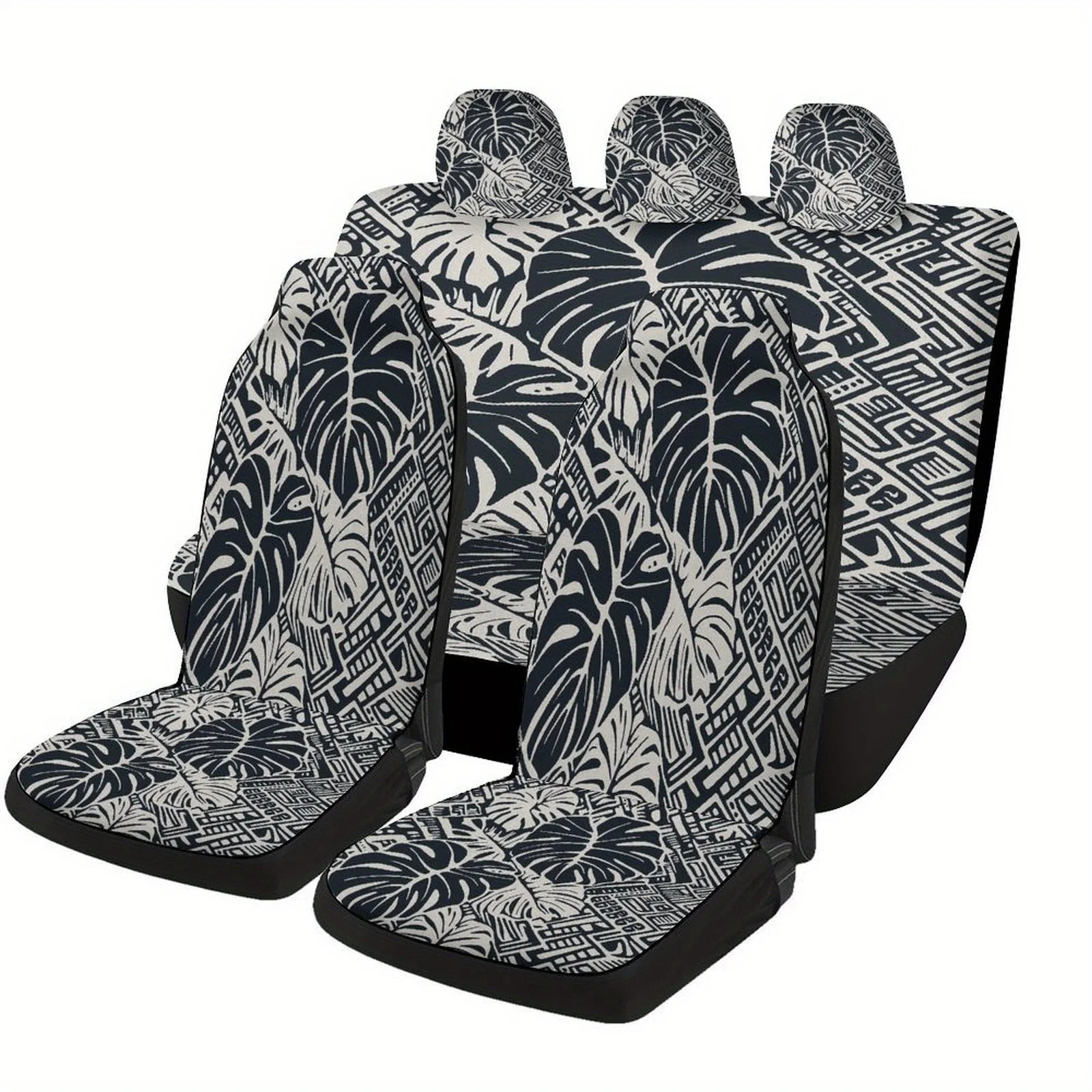 

Stylish Monstera Leaf Pattern Car Seat Cover Set - Full Coverage, Machine Washable, Fits Most Vehicles, Includes 2 Front & Rear