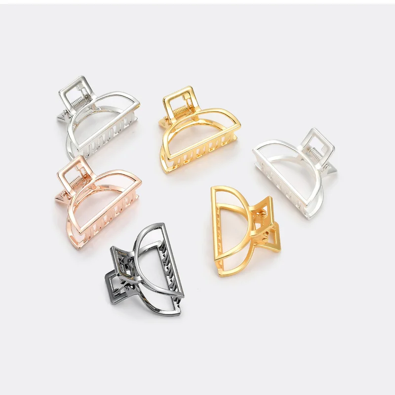 2022 Women Girls Geometric Hair Claw Clamps Hair Crab Moon Shape Hair Clip Claws Solid Color Accessories Hairpin Large/Mini Size