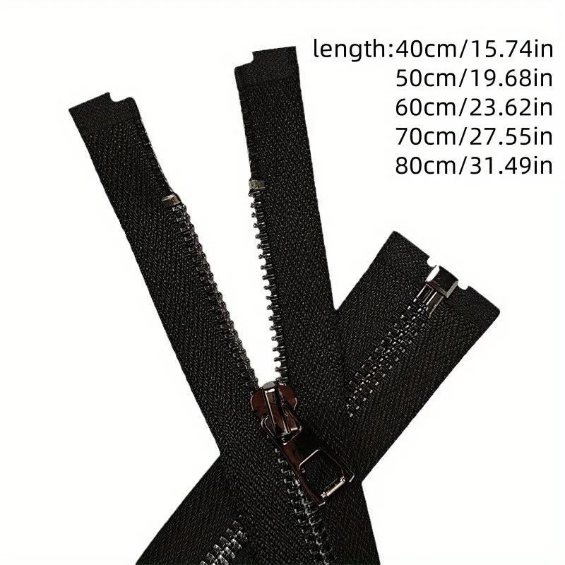 10pcs 40-80cm gun black metal zipper Y teeth single open tail lock clothing accessories zipper