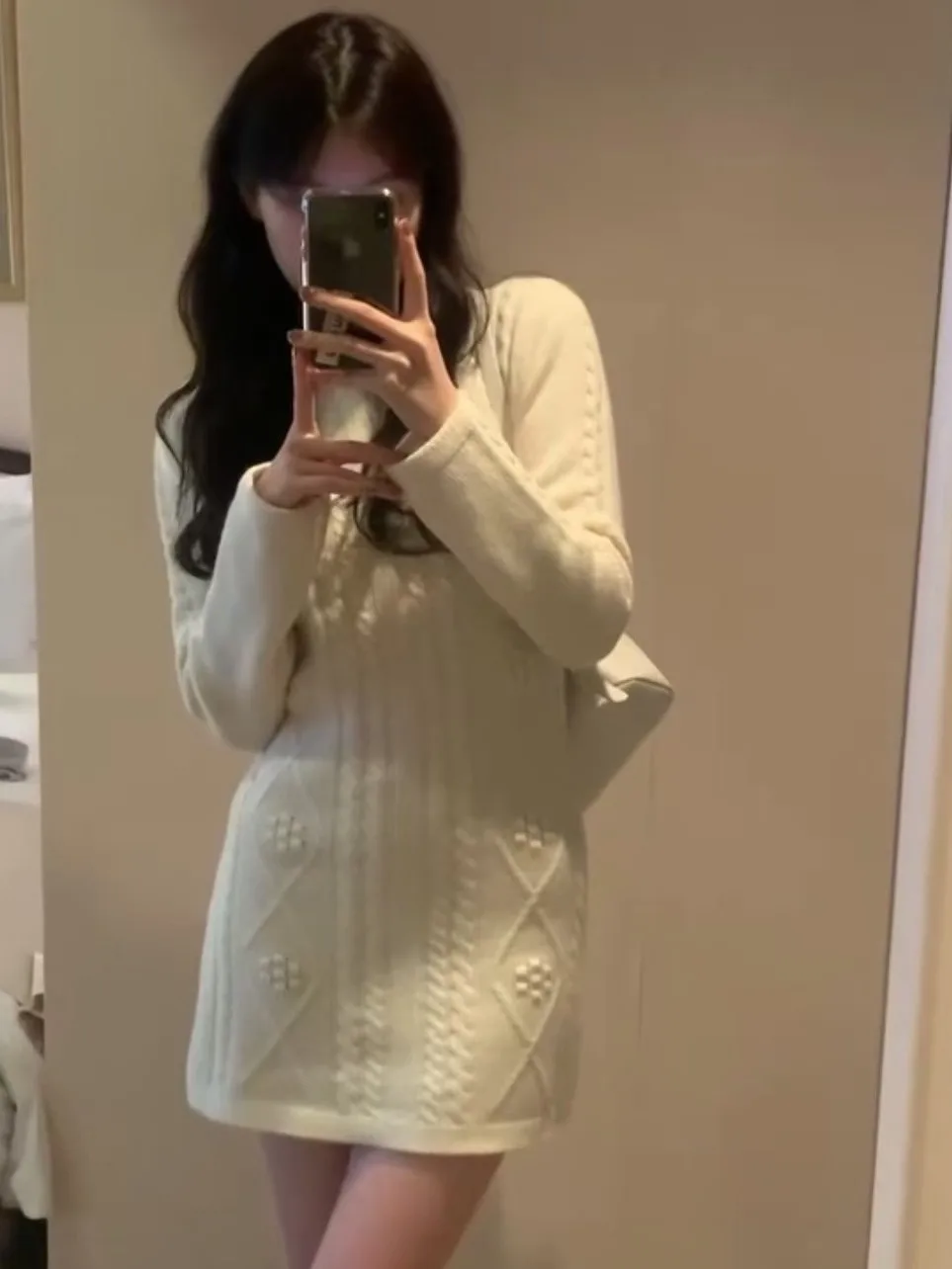 

Шикарная зимняя трикотажная женская базовая юбка с запахом, универсальная французская юбка длиной с ромбовидным узором Long Sve