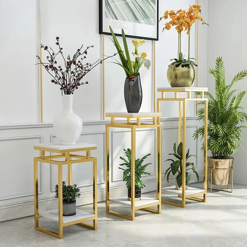 

Modern marble flower stand, living room shelf, indoor simple floor-to-ceiling flower table