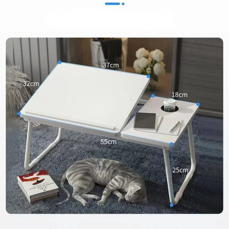 Multi-functional study desk Lift folding laptop table dormitory bed mini desk with saucer lazy small solid color home furniture