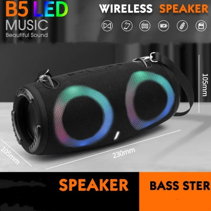 Portable Waterproof High Power Bluetooth Speaker RGB Colorful Light Wireless Subwoofer 360 Stereo Surround Boom Box Sound Box