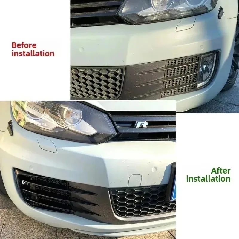 

Новинка для 2 шт. для Golf 6 MK6 VI GTI R R20 2008-2013, автомобильный ABS передний бампер, противотуманная фара, решетка, накладка