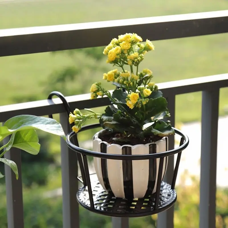 Support de fleurs suspendu en fer pour balcon, porte-pot de plante pour garde-corps, support de rangement et de présentation pour plantes succulentes et Pothos d'intérieur, décoration maison et jardin