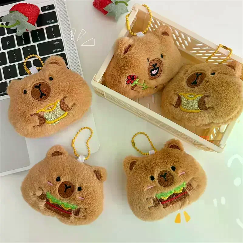 Cute Creative Squeaky Capybara Plush Doll Stuffed Toy Keychain Pendant Bag Hang Ornament Girly Backpack Charm Kids Birthday Gift