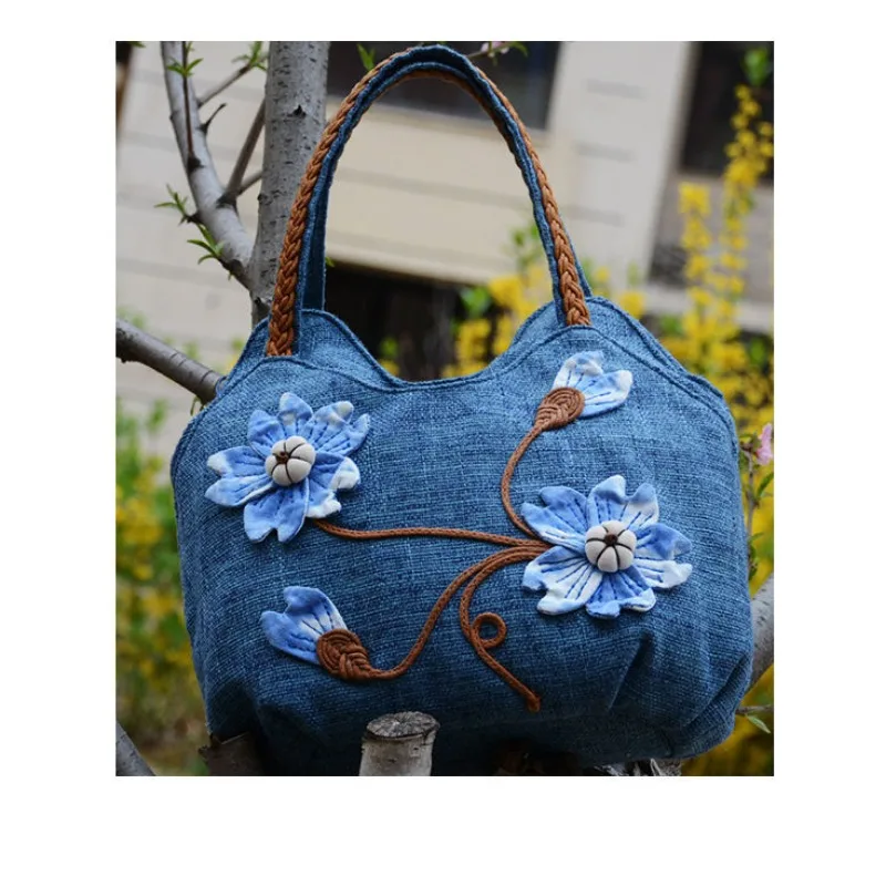 Handbag Women Chinese Style Antique and Ethnic Style Literary Women Bag Vintage Bag Hand-Woven Lady Bags