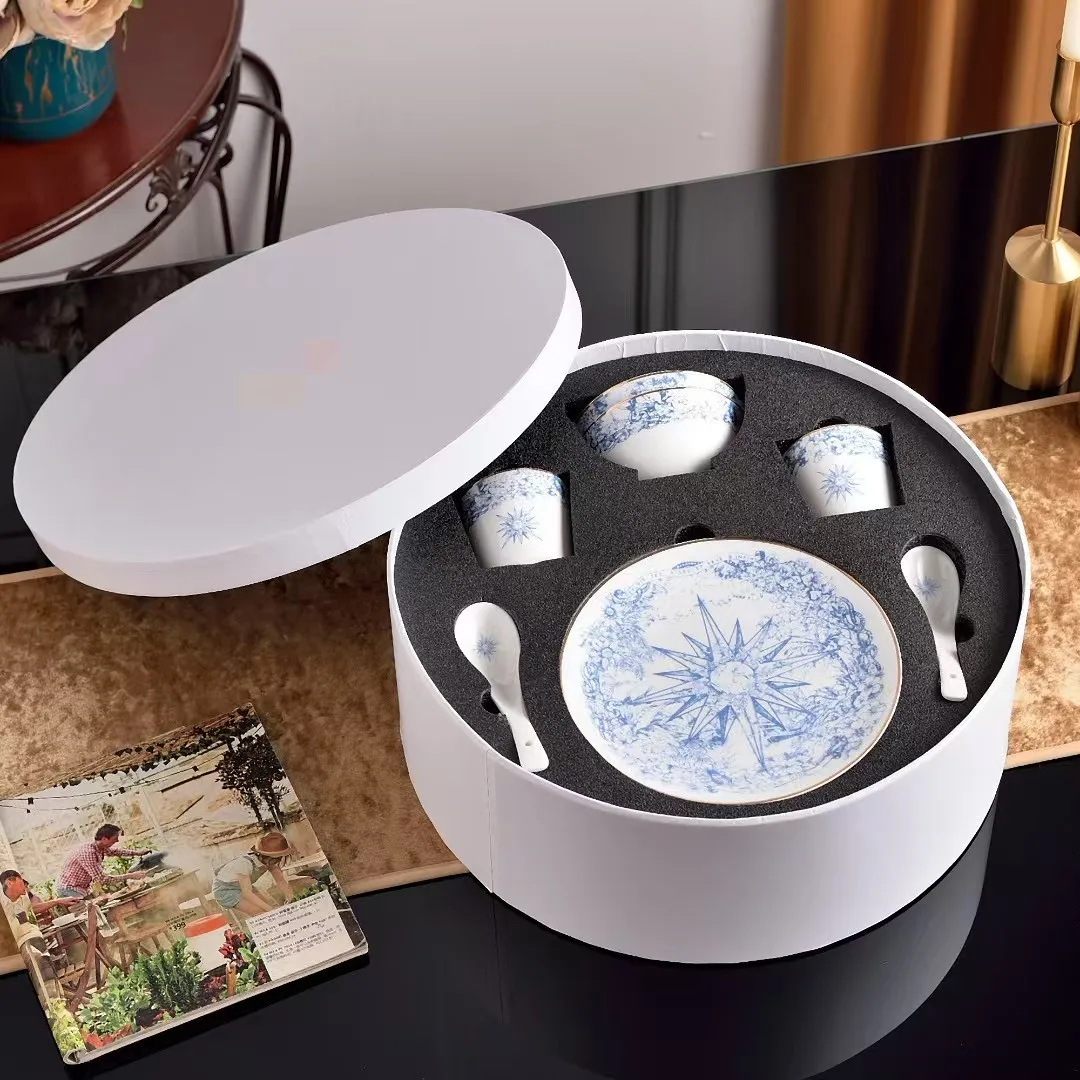 

2025 New Dijia Bone Porcelain Western Cuisine Plate Bowl Set Home Lucky Star Tableware Coffee Cup Plate Gift Box