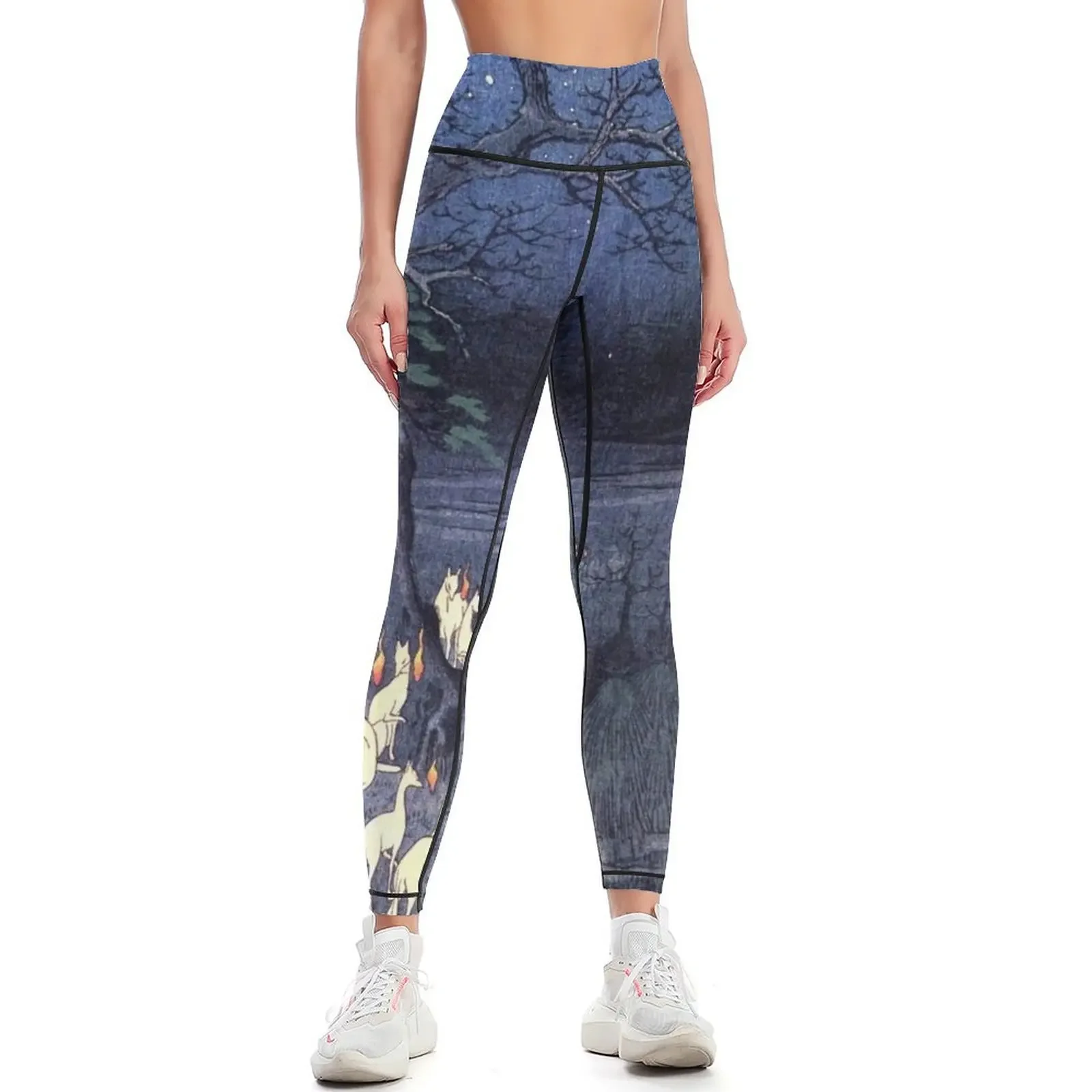 

Japanese Print - Hiroshige - kitsune-yokai-fox Leggings Sports pants for legging push up Women sports Womens Leggings