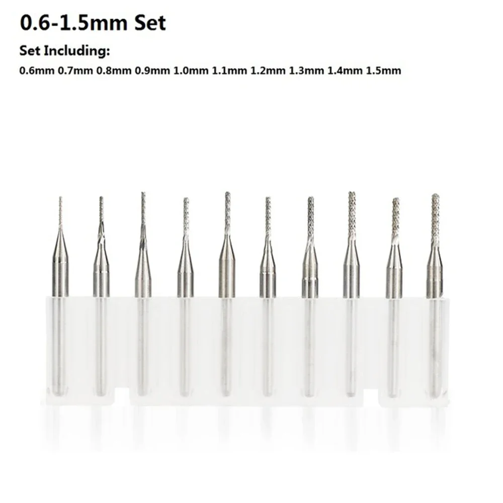 

10 шт., 0,6-3,175 мм, набор твердосплавных концевых фрез для печатных плат, 3,175 мм, гравировальный станок с хвостовиком