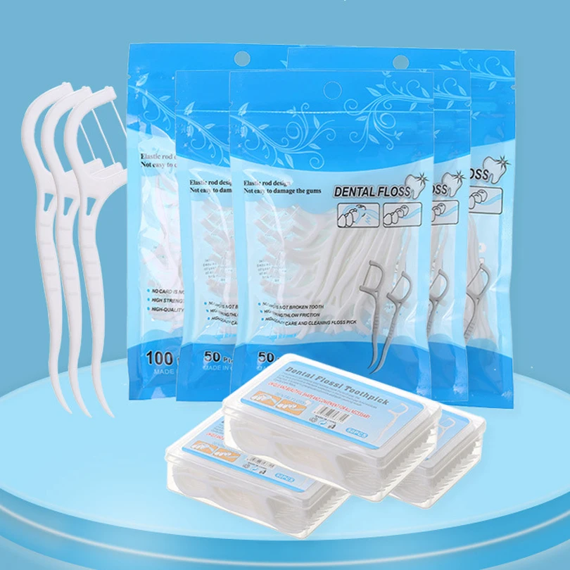 50pcs/100pcs flossing high tensile toothpicks, ultra-fine dental floss, interdental cleaning stick