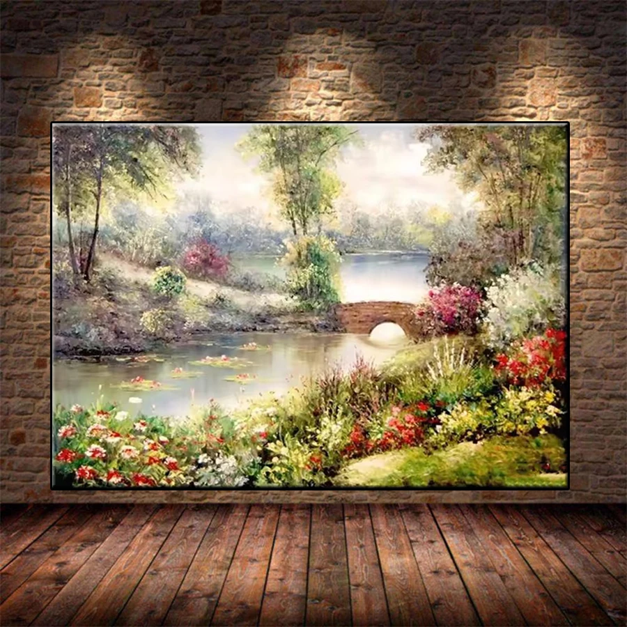 

Набор алмазной живописи, новый европейский классический художественный сад, озеро, вышивка крестиком, Алмазная мозаика, картина, вышивка, украшение для взрослых, подарок