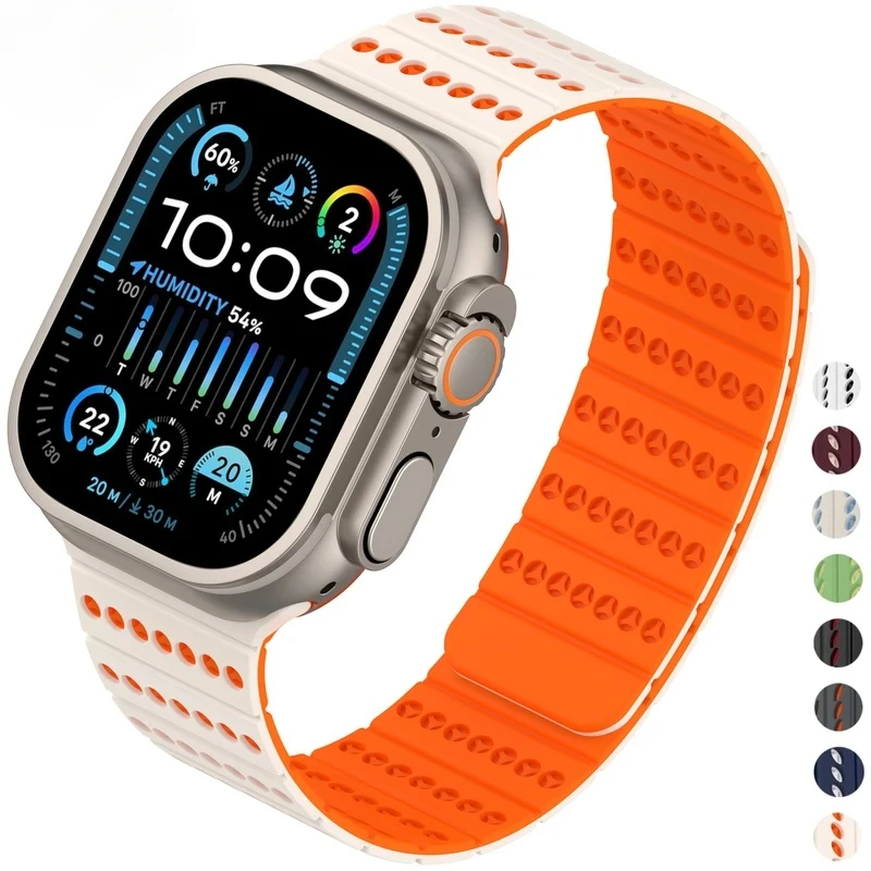 

Магнитный ремешок для Apple Watch Ultra 2 49 мм 44 мм 45 мм 38 мм 42 мм 41 мм Ремень Силиконовый браслет IWatch Series 8 7 6 5 9 Se 40 мм Ремешок