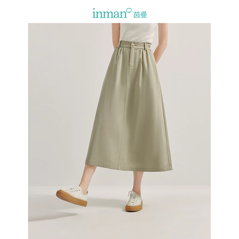 

INMAN 2024 Autumn winter Commuter women's skirts Casual loose A-line long skirt high waist slimming