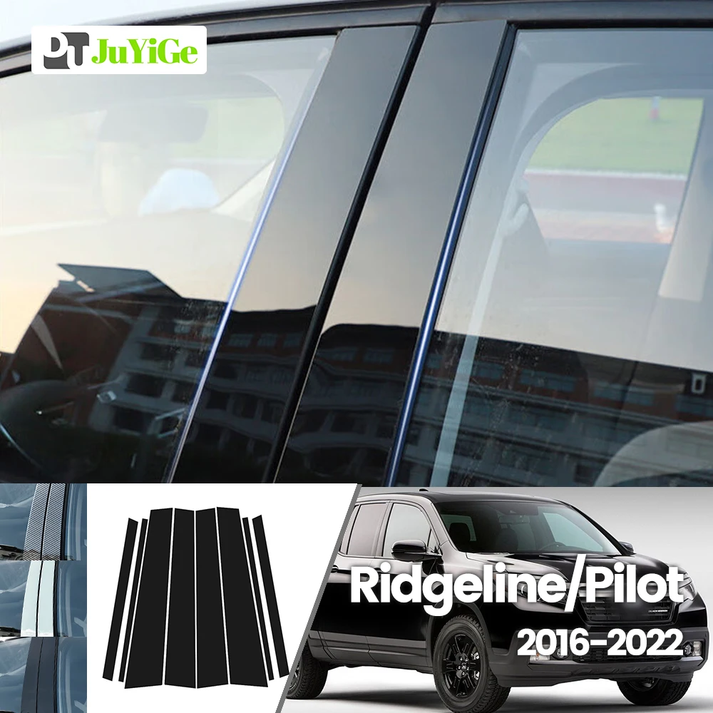 

For Honda Ridgeline Pilot 2016-2022 2017 2018 2019 Bright Black Carbon Fibre Window Door B C Sticker