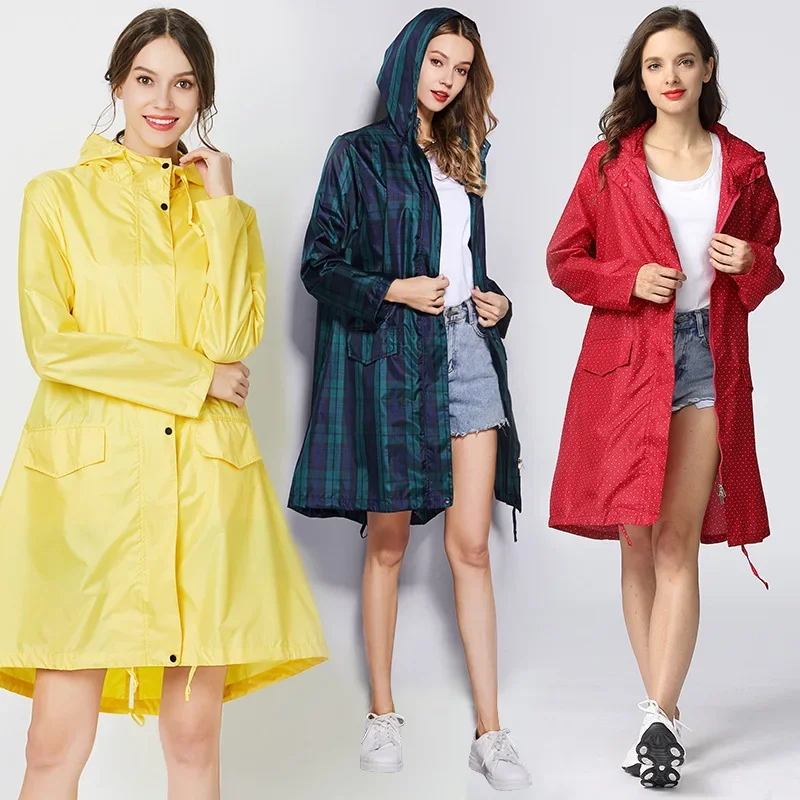 Large Size Fashion Raincoat Women Waterproof Rain Poncho Suit Jacket Female Rainwear Rain Coat Layers Rain Jacket for Girls