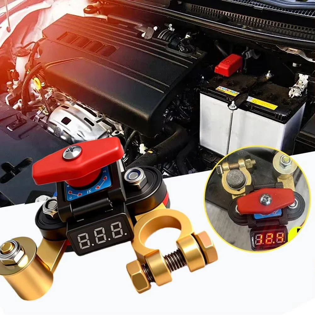Interruptor de Desconexão de Bateria Automotiva com Conector Bidirecional Rotativo e Display Digital para Bloqueio de Corrente de Fuga