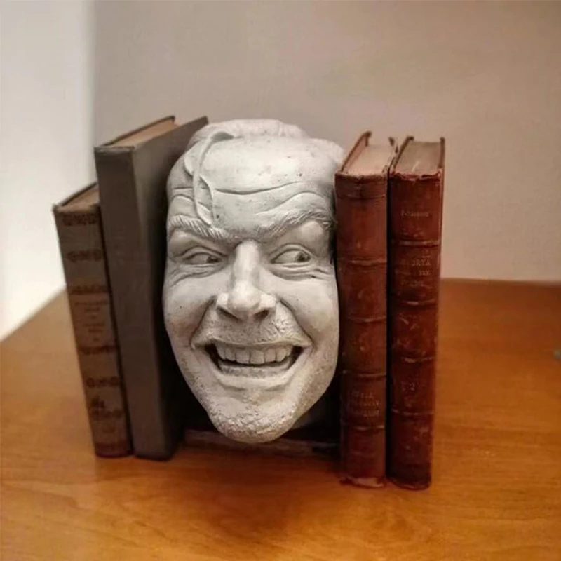 Sculpture Of The Shining Bookend Library Here's Johnny Sculpture Resin Desktop Ornament Book Shelf Storage Sculpture Decoration