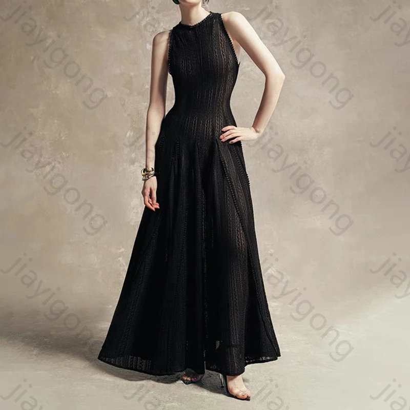 

Black Sleeveless a-Line Pleat Evening Dresses Sexy Celebrity Dress Exquisite High Quality Prom Party Gowns for Women Customized