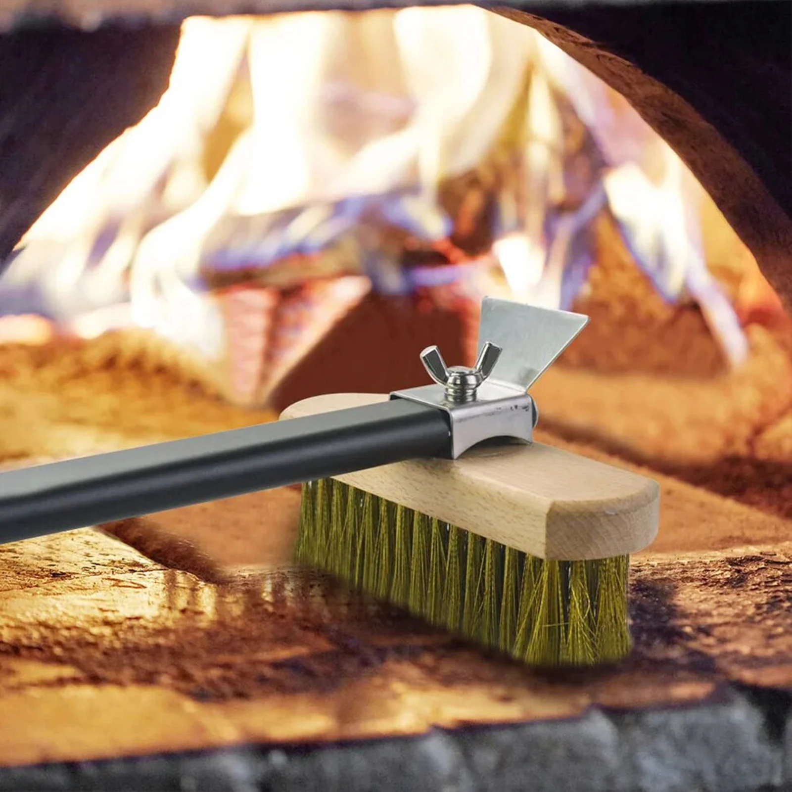 Pizza Oven Brush Peel Pizza Oven Clean Copper Brush Scraper Rack Machine Cleaning Brush with Long Handle Household Bakeware Bbq