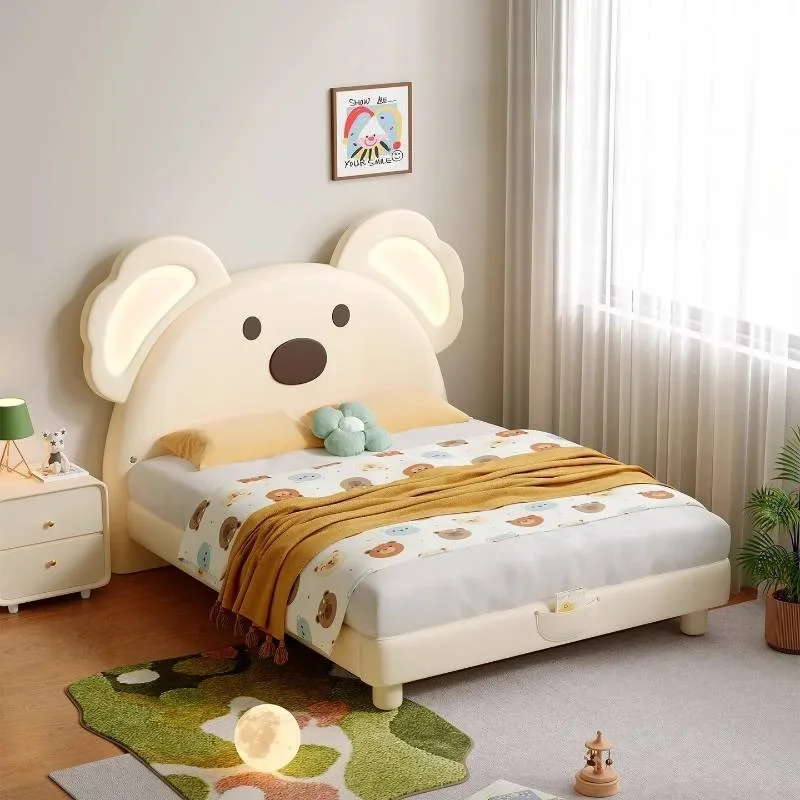 White Normal Single Kids Beds Frame Safety Simple Design Modern Kids Bed Children Boys Custom Cama Infantil Furniture Home