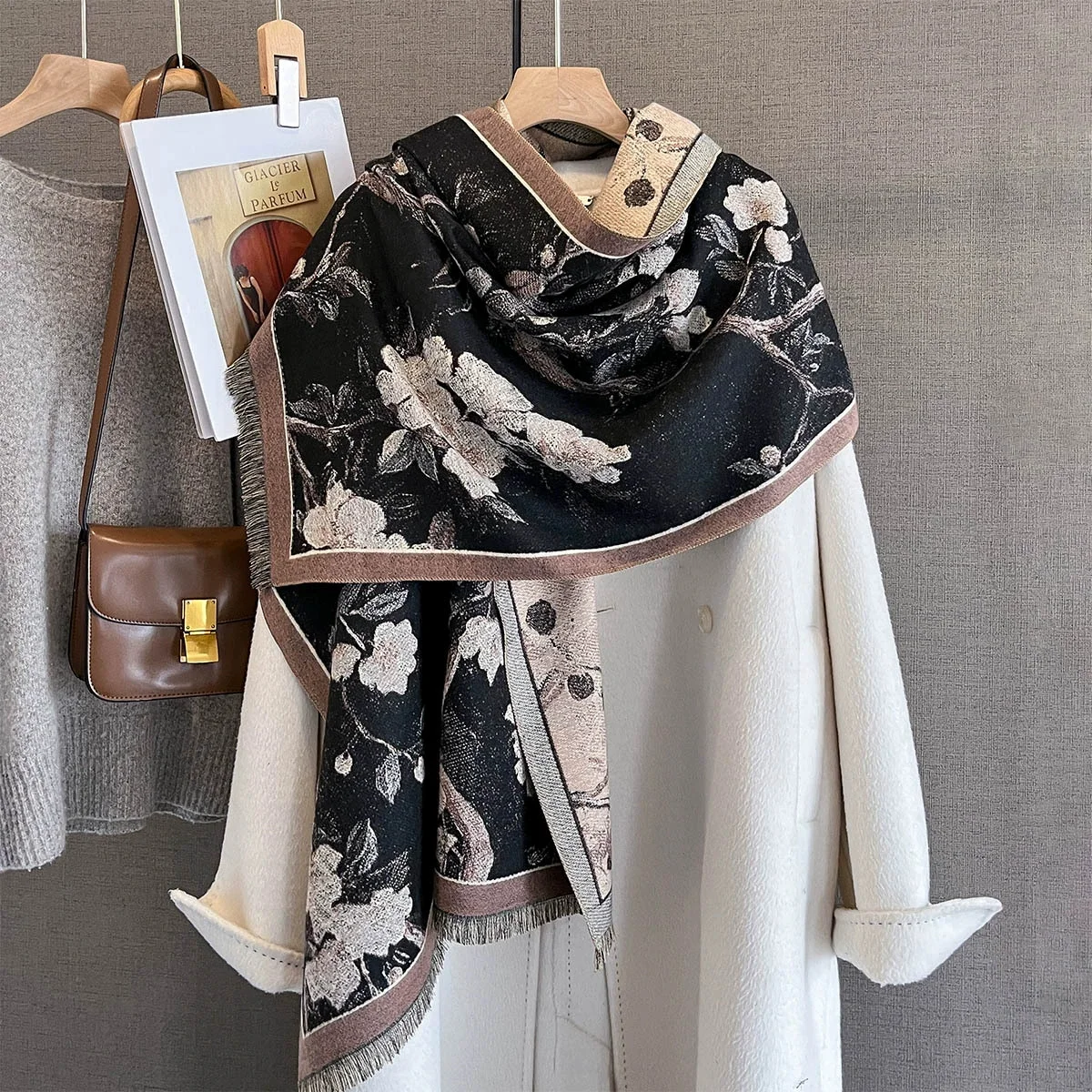 

Роскошный кашемировый шарф 2021, зимние женские шали из пашмины, теплое одеяло, женская бандана, брендовые толстые шарфы, хиджаб, новинка