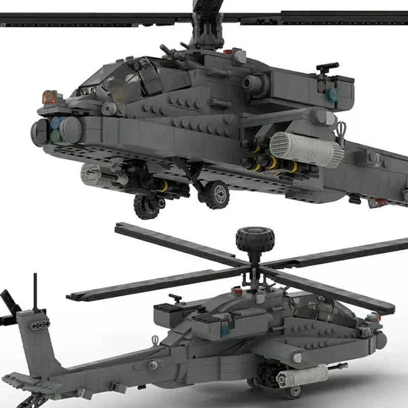 Moc Building Bricks Military Model Boeing AH-64 Apache Fighter Technology Modular Blocks Gifts Toys For Child DIY Sets Assembly