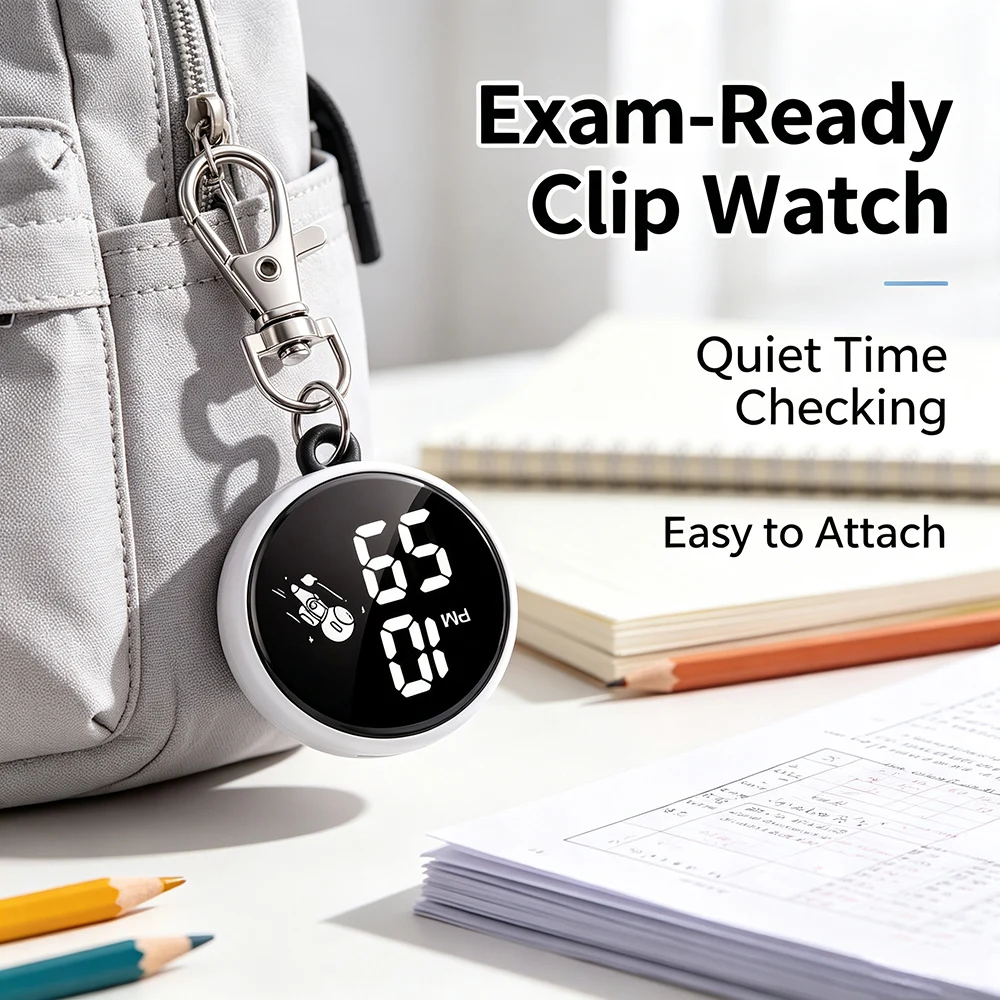 Children's Portable Digital Exam Pocket Watch, Keychain Design