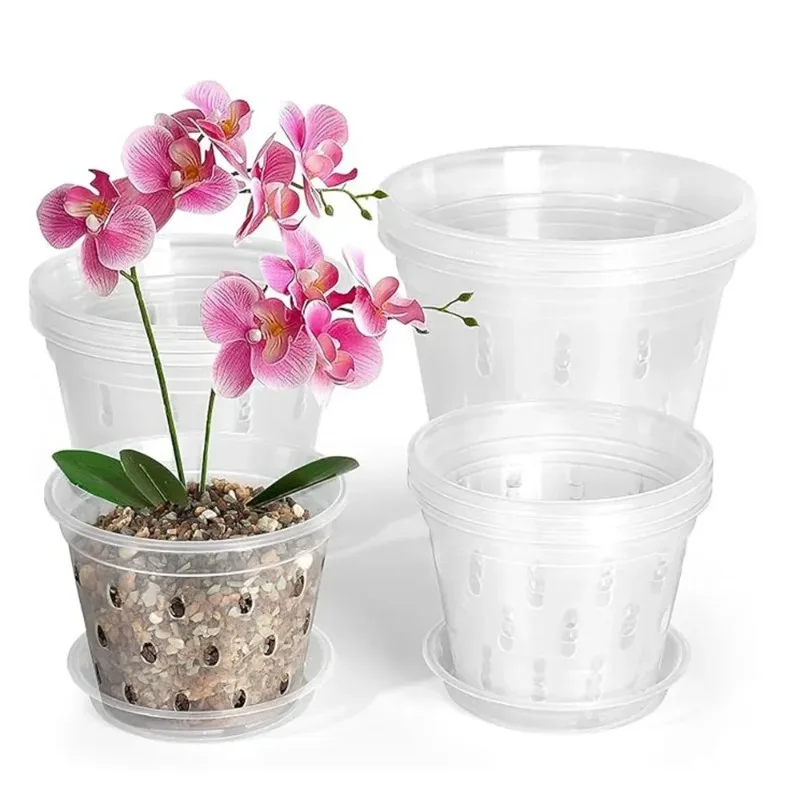 Transparent Plant Pots with Drainage Holes, Flexible Plastic Plant Pots Transparent Flower Pots for Plants Plastic Seed Pots