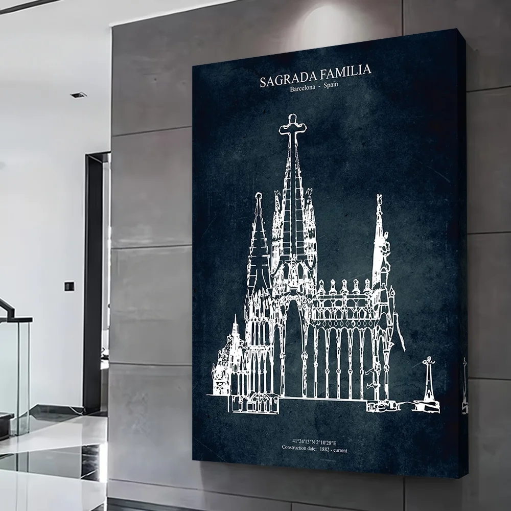 Sagrada Familia Stampa Poster Immagini personalizzabili Wall Art Canvas Painting per la decorazione della stanza Decorazione murale per interni