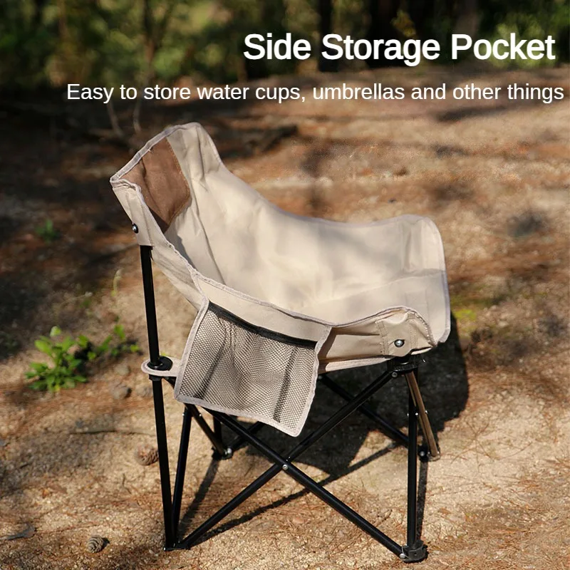 Portable Moon Chair for Outdoor, Foldable Camping Chair with Storage Bag, Lightweight Compact Chair for Beach, Picnic, Travel