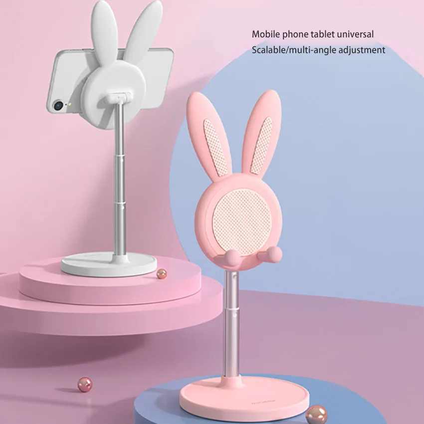Cartoon Rabbit Sytle Adjustable Desk Phone Holder Mobile Phone Stand Support for Universal Phone Tablet Desktop Ornament Bracket