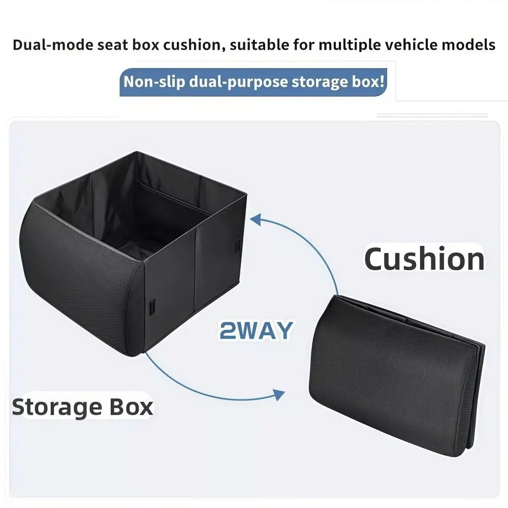 

2-in-1 Car Storage Box Lumbar Cushion Foldable Rectangle Car Lumbar Support Cushion Large Capacity Quick Rebound