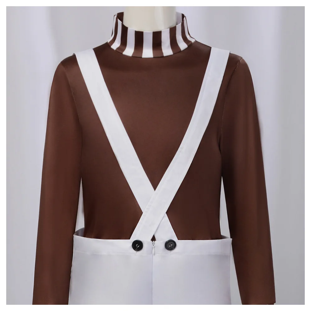 Men's Oompa Loompa Costume with Wig Halloween Party Suit Chocolate Factory Worker Cosplay Outfits for Male