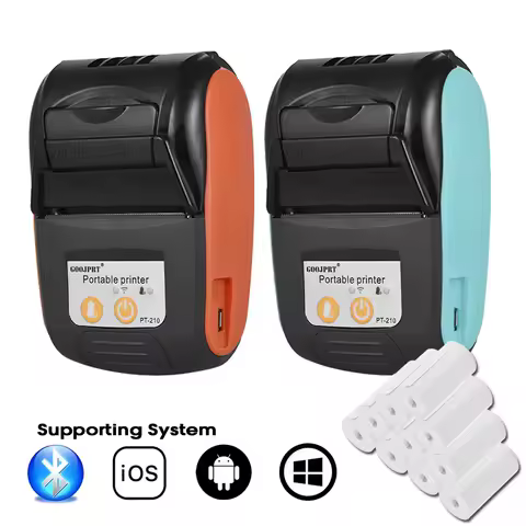 GOOJPRT PT-210 Portable Bluetooth Thermal Printer 58mm Wireless Receipt Printer for Retail Store Restaurants Factories Logistics