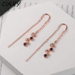 CIAXY Asymmetrical Blue Starry Star Drop Earrings Female Dazzling Micro-inlaid Zircon U-shaped Earring Fashion Jewelry