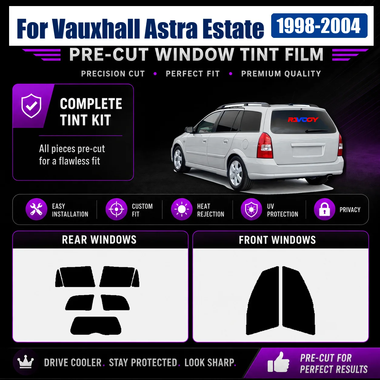 For Vauxhall Astra Estate 1998-2004 Premium Full Set Window Glass Tint Kit Custom Cut Kit