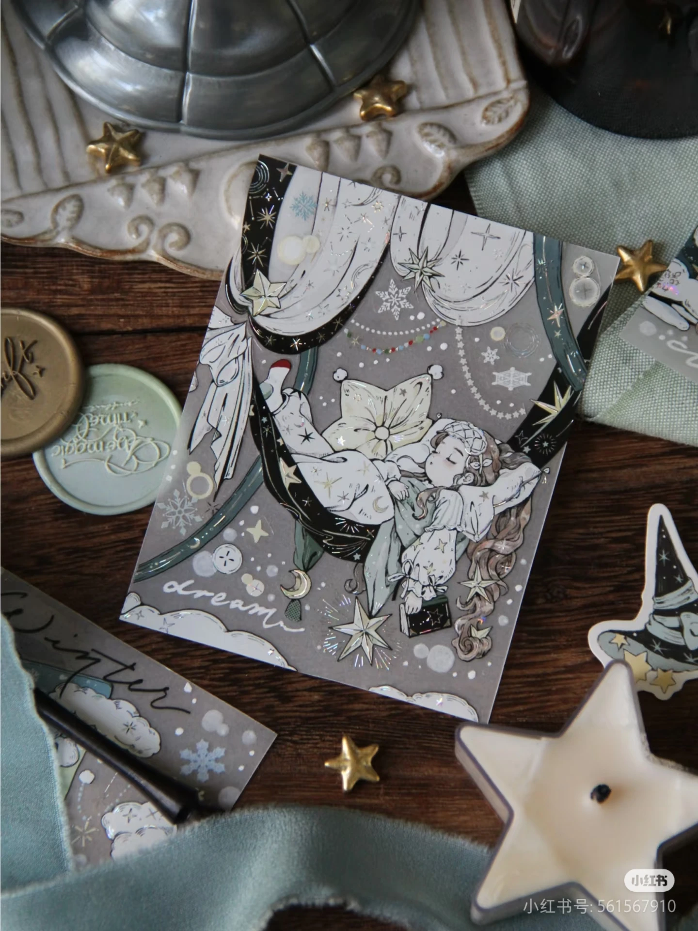 شريط لطيف للفتيات الساحرة الصغيرة للحيوانات الأليفة، مجموعة قصص الأحلام الشتوية، شخصيات فضية ورقية