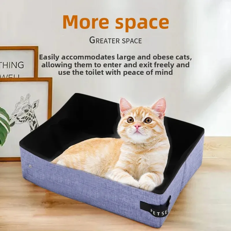 

Portable Cat Litter Box Foldable Cat Toilet Outdoor Travel Splash-Proof Kitten Car Litter Box