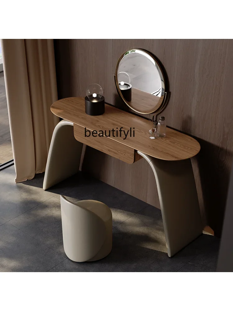 

zxItalian Minimalist Solid Wood Dressing Table Master Bedroom Modern Minimalist Mirror Makeup Table Integrated Combination